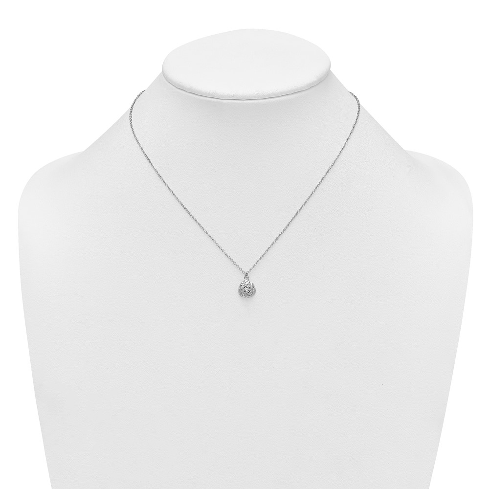 Sterling Silver Polished CZ Flower 16 Inch with 2 Inch Extension Necklace - Image 4