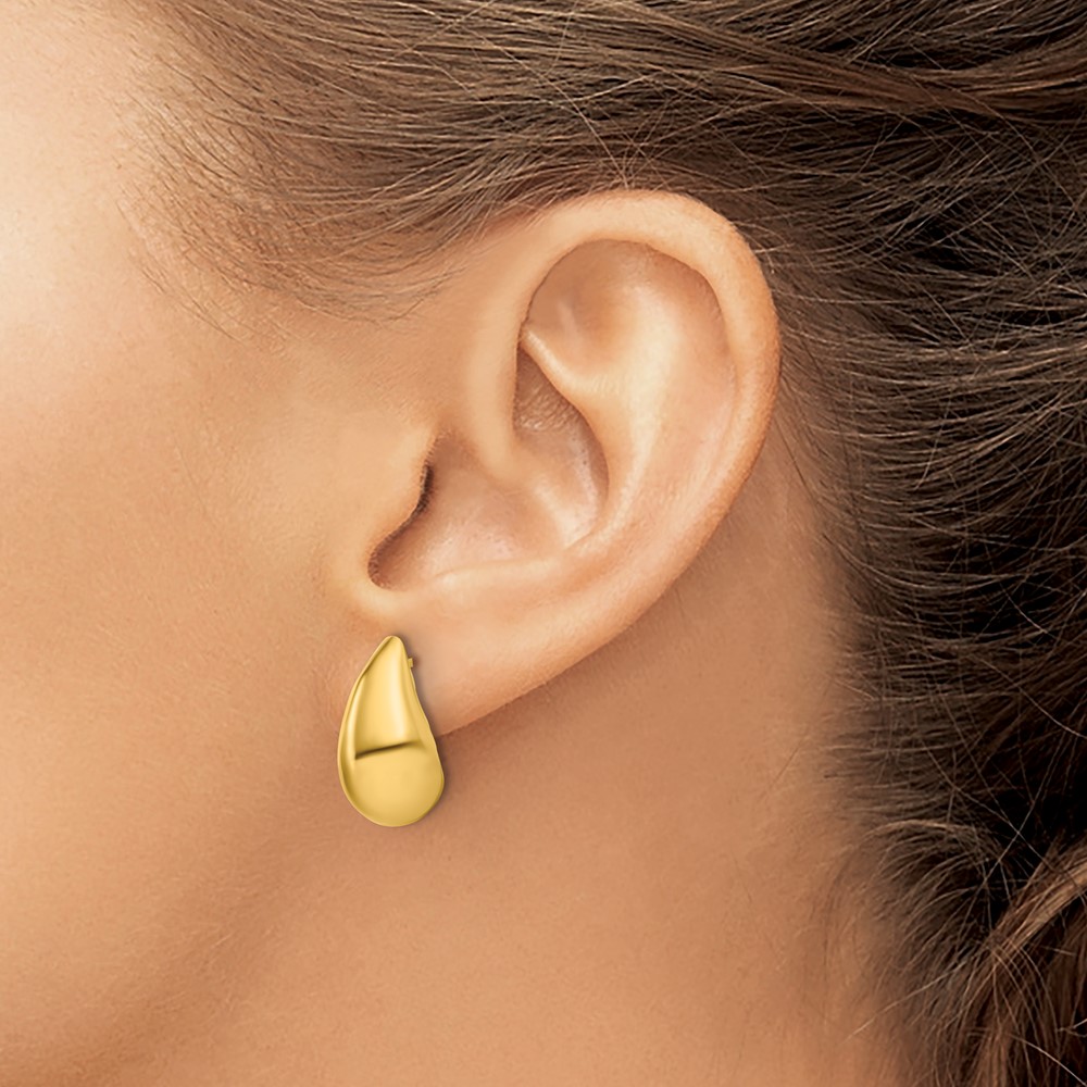 Leslie's Sterling Silver Gold-plt Polished Puff Teardrop Post Earrings - Image 3