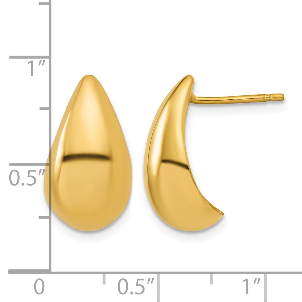 Leslie's Sterling Silver Gold-plt Polished Puff Teardrop Post Earrings - Image 5