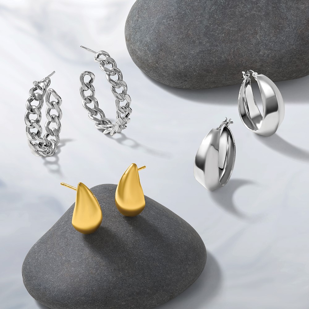 Leslie's Sterling Silver Gold-plt Polished Puff Teardrop Post Earrings - Image 6