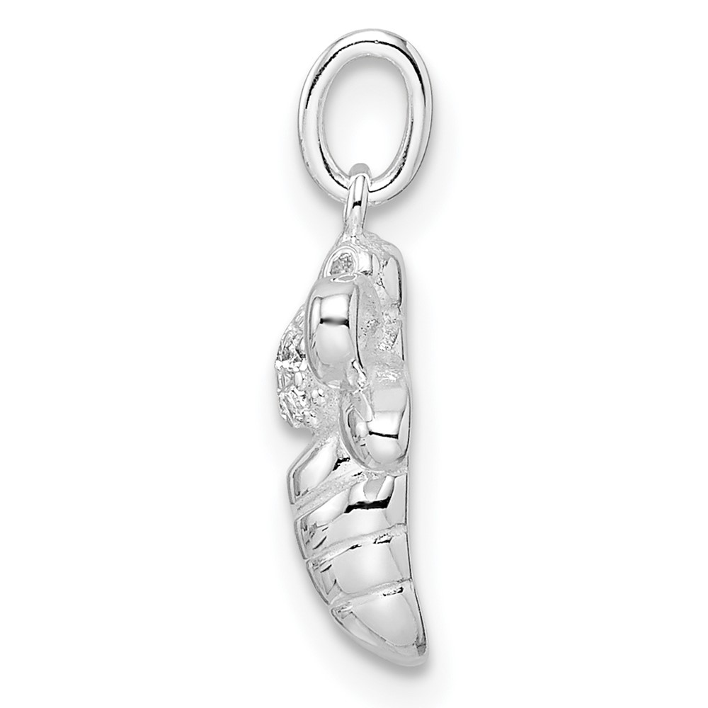 Sterling Silver Rhodium-plated Polished CZ Bumble Bee Pendant - Image 3