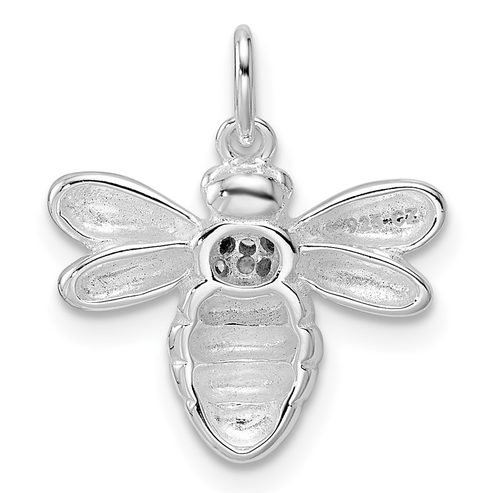 Sterling Silver Rhodium-plated Polished CZ Bumble Bee Pendant - Image 5